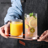 4PCS Vaso De Vidrio Rayado Para Café Americano Jugo Bebida Fría Desayuno Adecuado Para Tienda De Café Hotel Fiesta - details 1
