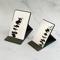 Espejo De Maquillaje Plegable Rectangular De Bolsillo Ultrafino Portátil Y Compacto Espejo Cosmético Personalizado De Acero Inoxidable - details 0
