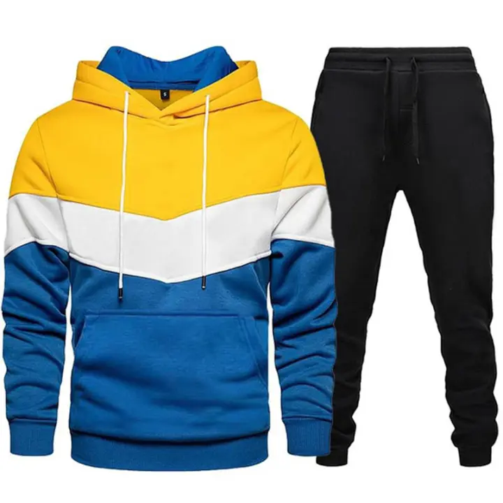 Traje De Deporte Casual Para Hombre Con Capucha Sudadera Y Pantalones Negros De Alta Calidad Para Uso Diario En Otoño E Invierno - 1