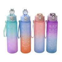 Botella Deportiva De 800ml/27oz Con Escala De Tiempo a Prueba De Fugas Para Viajes Y Fitness Plástico Resistente - details 2