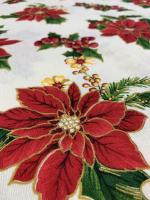 Tejidos Ortuño- Tela Navidad Flores Rojas Loneta , Tela para  Mantel, Caminos de mesa, Servilletas, Tela para Cojines, 2.5metros x 1.4m - details 1