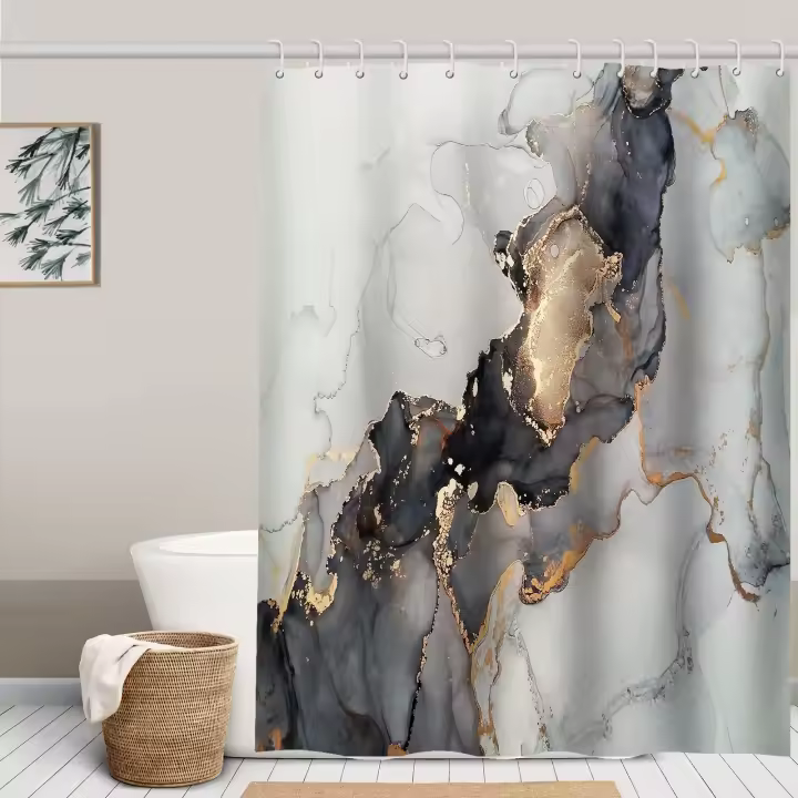 Cortina de ducha de poliéster impermeable y resistente al moho, ideal para puertas y ventanas, ideal para baños, dormitorios escolares y probadores. - 1