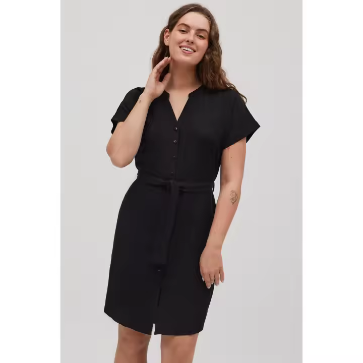 Ysabel Mora - Vestido midi camisero negro - 1