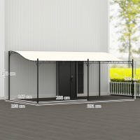 Outsunny Pérgola de Pared 6x3 m Cenador Gazebo con Techo de Poliéster Impermeable y Estructura Metálica Pabellón para Patio Terraza Balcón Crema - details 2