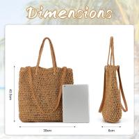 Bolsos de Hombro de Paja para Mujer Verano Bolsos Totes Shoppers Paja Tejido para Playero Vacaciones Viaje - details 0
