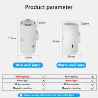 2Pcs Luz Nocturna LED Sensor De Movimiento Recargable USB Con Montaje Magnético Luz De Pared Para Interior 15 Colores RGB Iluminación Para Escaleras - details 6