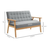 HOMCOM Sillón de 2 Plazas Sofá de 2 Plazas Tapizado en Lino con Reposabrazos de Madera Respaldo Acolchado Carga Sillón para Salón Dormitorio Gris Claro - details 2