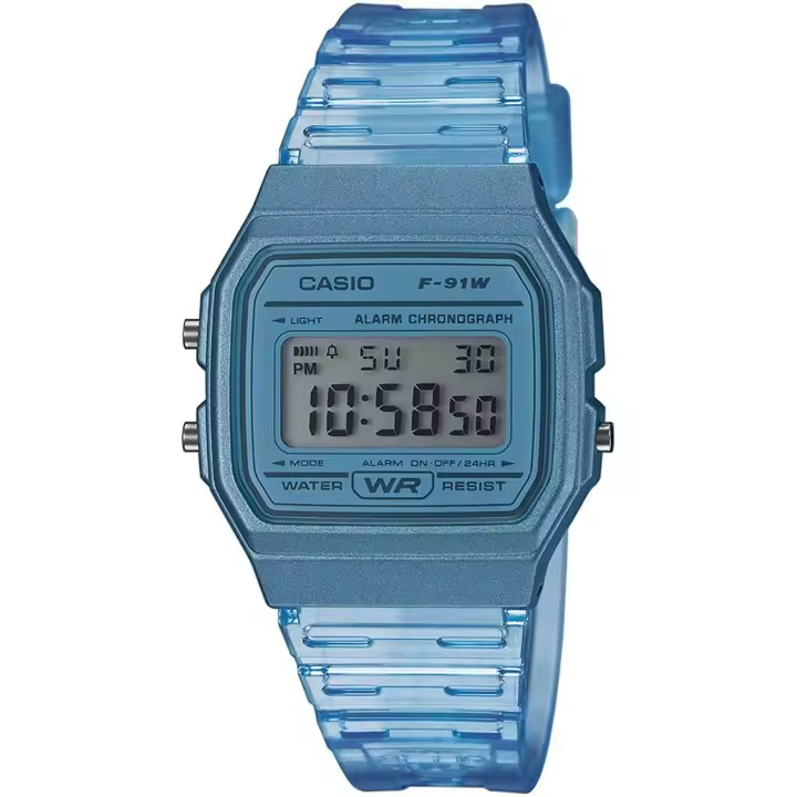 Reloj Clásico Vintage Informal Casio F91WS-2 Azul correa resina 7 años batería alarma cronómetro - 1