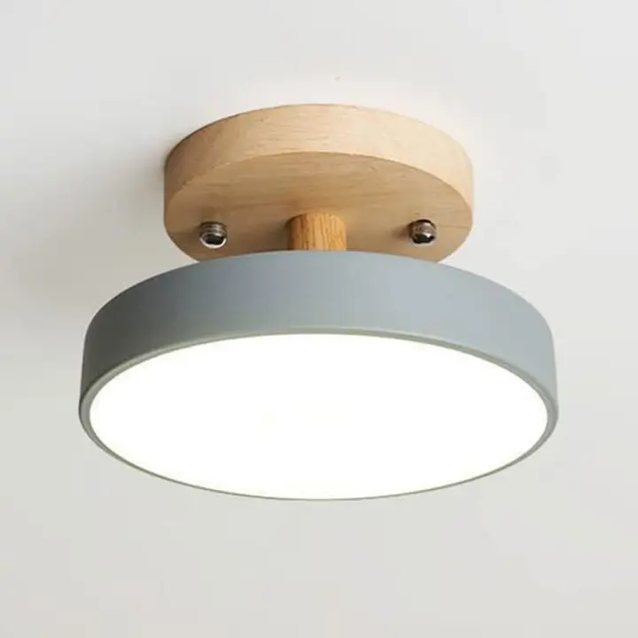 Lámpara de techo LED regulable, 1 Luz, 6 pulgadas, Modern, de Madera, 12 W, para Sala de estar y dormitorio, color gris. - 1