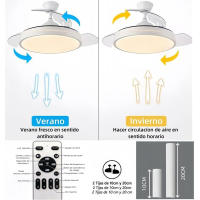 Ventilador de Techo Retráctil con Luz LED 72W CCT Regulable, Motor DC Silencioso de 6 Velocidades, Control Remoto, Ø1070mm – Ventilador de Techo Moderno para Salón, Dormitorio, Oficina ostark-LEDUNI - details 1
