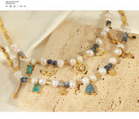 Encanto Collar de perlas de agua dulce Piedra Natural Colgante Titanio Acero Chapado en Oro Señoras Stacking Joyería - details 8
