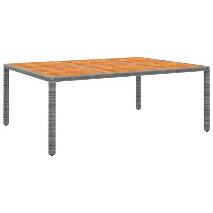 Mesa de Jardín Madera Acacia sintético gris 200x150x75 cm - 1