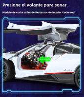 Modelo De Coche Deportivo PAGANI Huayra BC a Escala 1:24 Con Absorción De Choque Luz Y Sonido Vehículos Con Función Retroalimentación Regalo Para Niños Metal Verde Blanco Plateado - details 11