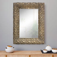 Espejo Rectangular de Metal Labrado en Oro Patinado, Espejo de Pared con Luna Biselada. Ideal para Baños, Salón, Dormitorio, Recibidor... (Mod. Filipinas 60x80 cm) - details 0