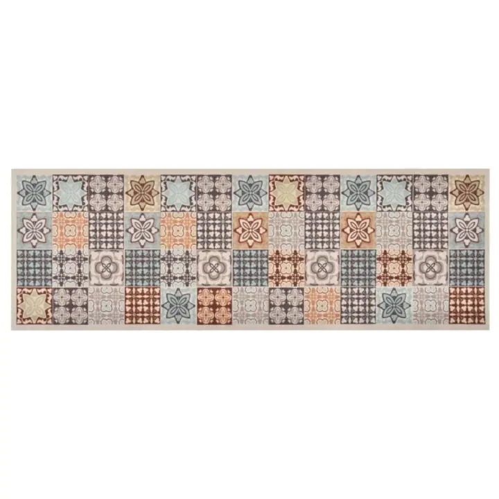 vidaXL Alfombra de cocina lavable mosaico de colores 60x300 cm - 1