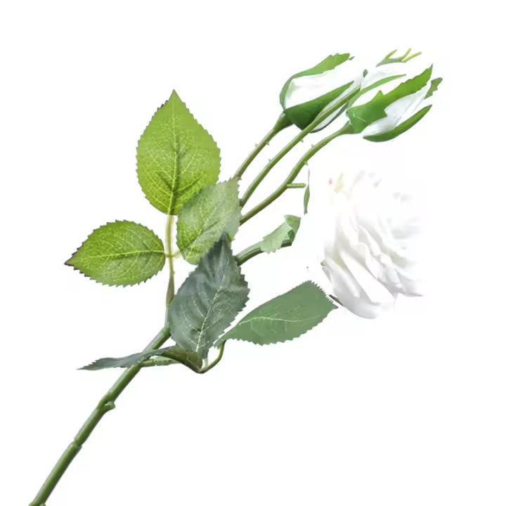 Rosa Artificial De Seda Roja Simulación 1 Flor 2 Brotes Toque Real Para Decoración De Hogar Boda DIY Arreglo Floral - 1