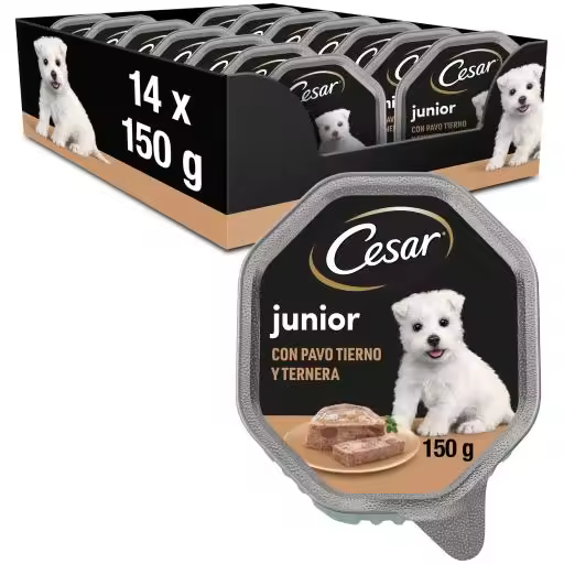 Cesar Comida Húmeda para Cachorros Tarrina Sabor Pavo y Ternera (14u x 150gr) - 1