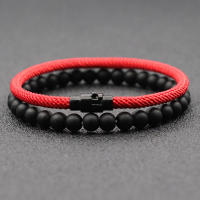 Set De 2 Pulseras Económicas Unisex 6mm Piedra Onix 4mm Cadena De Cuerda Pulsera Couplada Pareja Brazalete Joias - details 6