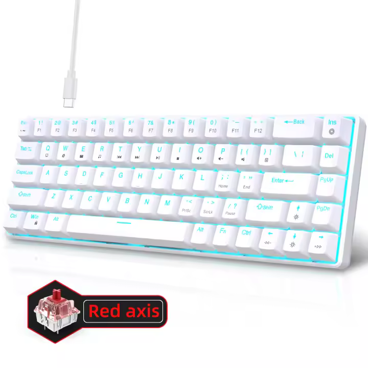 Teclado Mecánico Gaming Mini 60% Red Switch con Retroiluminación LED - 1