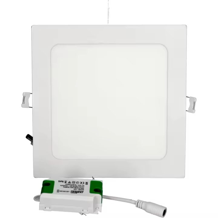 Jandei - Downlight LED 12W Marco Cuadrado para Empotrar en Techo, Fabricado en Aluminio Acabado Blanco. Medidas 170x13mm (Orificio para Instalación 155mm) - Incluye Driver - 1