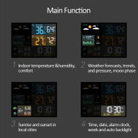 Reloj De Pared Digital Con Estación De Clima Medidor De Temperatura Y Humedad Para Interior Y Exterior Previsión Del Tiempo Indicador De Humedad Y Temperatura - details 2