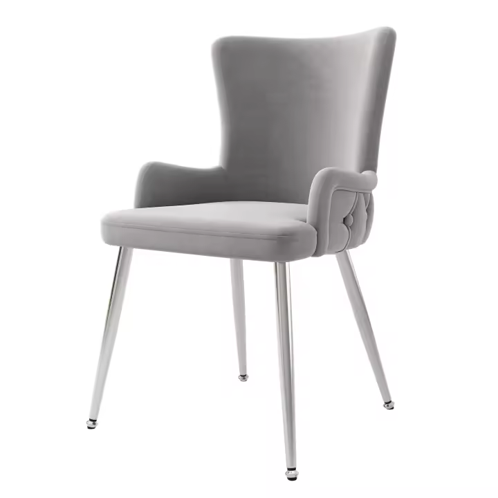 Silla de Salón de terciopelo, Juego de 4, Silla reclinable de lujo para la Sala de estar y el dormitorio con cuatro patias de soporte de metal Plisado - 1