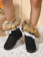 Botas De Invierno Para Mujer 2023 Nuevas Bota Corta De Algodón Con Forro De Poliéster Grueso Y Fleece Antideslizante Botas De Nieve Cálidas Y Planas - details 15