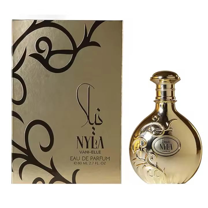 Ara-biyat Prestige Nyla Vanielle Eau de Body Spray – Spray corporal de vainilla y caramelo, aroma dulce y sensual, fragancia duradera, para mujer, elegante frasco en oro rosa, 75 ml (Nyla) - 1