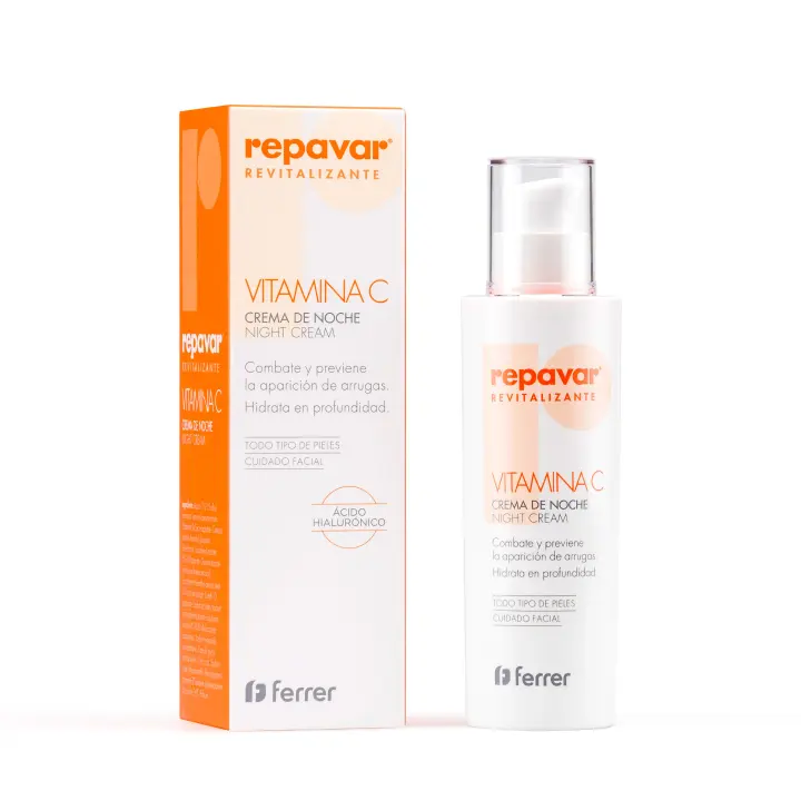 Repavar Revitalizante Crema de Noche - Acción Hidratante, Elaborada con Vitamina C y Ácido Hialurónico, Previene Aparición de Arrugas - 50 ml - 1