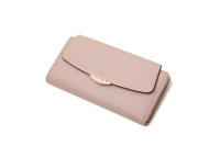 Cartera Larga Preppy Estilo Japón Y Corea Pequeña Fresca PU Con Hebilla De Hoja Color Sólido Cierre De Cremallera Doblete Para Documentos Y Tarjetas - details 15