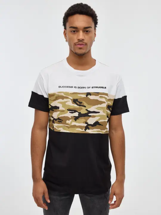 Camiseta de manga corta y cuello redondo con estampado de camuflaje INSIDE - 1
