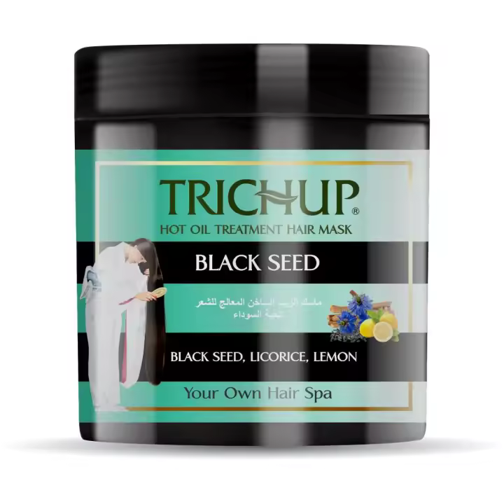 Mascarilla Trichup Black Seed 500ml VASU, Tratamiento capilar intensivo reparador de rizos, Spa del cabello Mascarilla de pelo rizado reparadora nutrición intensiva NOVEDAD - 1