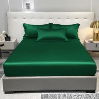 Sábana Básica Moderna De Satén En Color Sólido Verde Oscuro Sábana Ajustable Para Cama Colchón Excluido De La Dormitorio Ropa De Cama - details 1