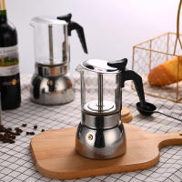 Moka Pot De Acero Inoxidable Máquina De Café Espresso Con Vaso De Vidrio Resistente a Altas Temperaturas Para Estufa 200/300/450ML - details 1