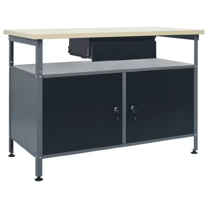 vidaXL BANCO DE TRABAJO DE ACERO NEGRO 120X60X85 CM - 1