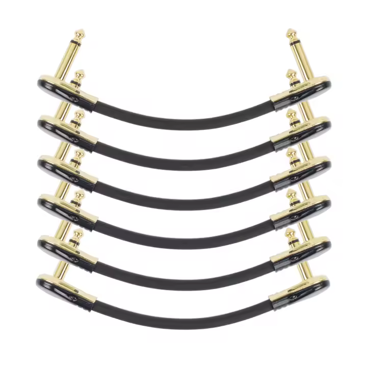 Kit De 6 Piezas De Cable De Audio Antiniebla Para Guitarra 24AWG Cable De Conector De Pedal De Efectos De Guitarra En Forma De T 15 Cm 6 Pulgadas Angulo Recto - 1