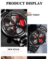Set De 2 Relojes De Pulsera Para Hombre Moda Deportiva Lujo Acero Inoxidable Impermeable Cuarzo Pulsera De Hub De Rueda De Coche - details 7