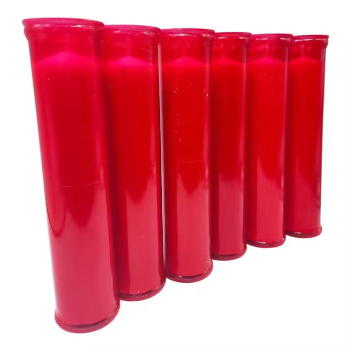 Vadeincienso Velon liturgico extralargo  rojo  26  x 6 cm  lote de 6 u. elaborados con parafinas   390 gramos cada uno 120 horas de combustión  fabricado en España  entrega en 24/72 horas  a la península  y Portugal descuentos por cantidad - 1