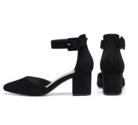 Nuevo dot sexy Tacones Altos sandalias de moda 2025 Zapatos individuales Cabeza puncaguda Tacón Gruesos Zapatos de Mujer Negro - details 2