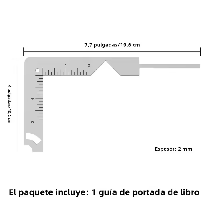 Herramienta De Cubierta De Libro 5-en-1 En Acero Inoxidable Para Marcado De Libros De Scrapbooking Regla Y Guía De Talla Para Cuaderno Y Álbum - 1