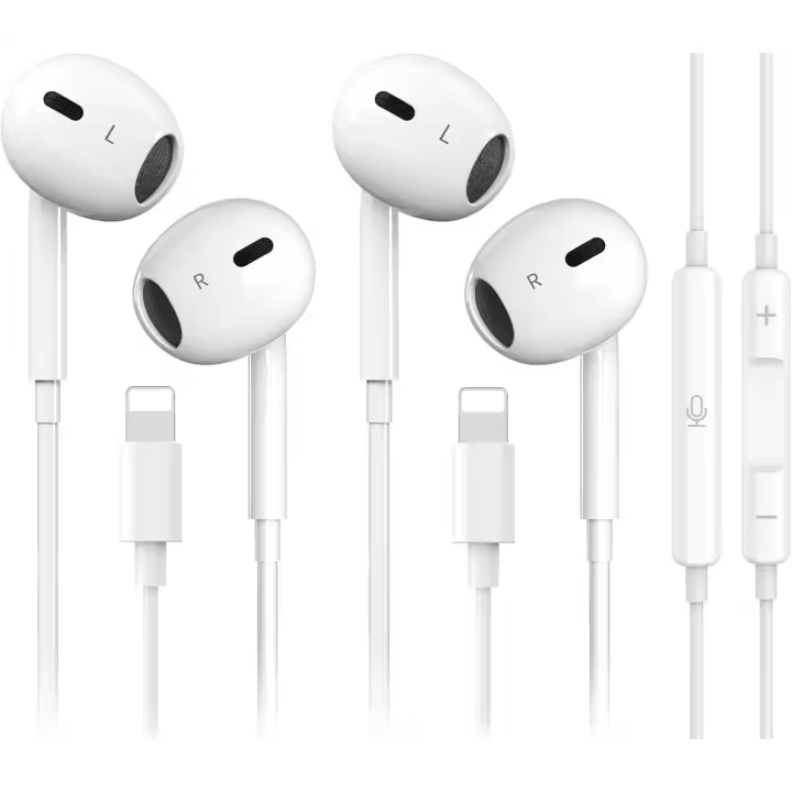 2 Packs-for iPhone Headphones Wired Earbuds/Earphones Nosie Reduction Built-in Microphone & Volume Control Headsets Compatible with iPhone 14/13/12/11/XR/XS/X/8/7/SE/Pro/Pro Max, Plug and Play - 1