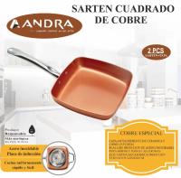 SARTÉN DE COBRE CUADRADA ANDRA 2 PIEZAS (SARTÉN Y TAPA) ANTI ADHERENTE INOXIDABLE - details 0