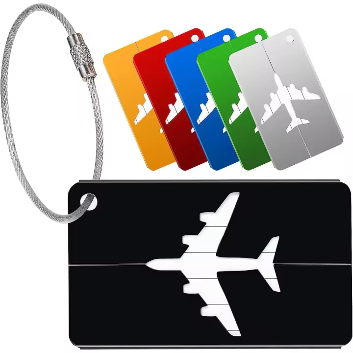 Etiquetas para Equipaje, Identificador Maletas Viaje Aluminio, 1 Piezas Etiquetas para Maletas de Viaje, Etiquetas de Equipaje para Maletas con Anillos de Acero, Bolso ID Tag - 1