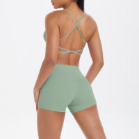 Conjunto De Yoga Para Mujer Con Top Deportivo Y Shorts Cortos Conjunto De Entrenamiento Con Bolsillos Transpirable Y Eco-amigable - details 9