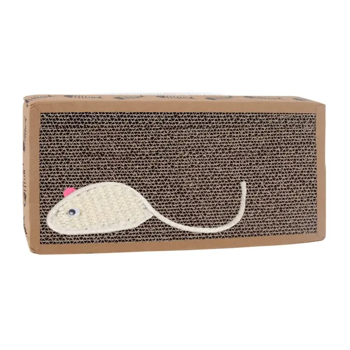 COTTECOTA-Rascador para gato 38 x 12.5 x 2 cm Alfombrillas de Cartón Rascador de Gato para gatos de interior Alfombrillas Rectangular de Cartón Corrugado para Rayar Juguete rascador Carton Alfombrilla con Catnip Ref 51072 - 1