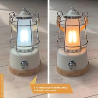 Lámpara LED retro lámpara de camping al Aire Libre con Banco de Energía, totalmente regulable, inalámbrico, Batería, recargable, USB, Blanco caliente y frío, 75 Hou - details 0