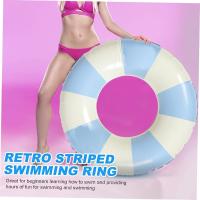 ¡Promoción de nuevo producto! Flotador inflable de alta calidad para adultos, boya de natación, boya inflable de PVC con rayas retro para piscina, color azul. - details 3