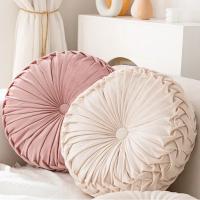 Cojín Redondo De Velours Trenzado Suave Para Decoración De Silla De Sofa Y Cama En Color Crema Cojín Decorativo De Muebles - details 3