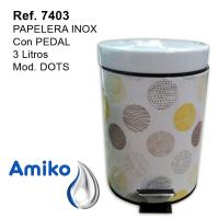 PAPELERA AMIKO DE ACERO INOXIDABLE CON PEDAL Y CUBETA INTERIOR EXTRAIBLE DE 3 LITROS MODELO DOTS - details 0
