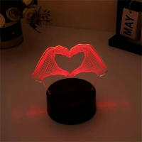 Lámpara De Noche 3D 'Amor' Con Ilusión Optica Y Toque Cambio De Color Ambiental 7-Color Para Dormitorio Luz LED ABS Fuente De Alimentación DC - details 1